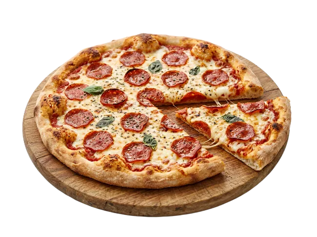 Pepperoni Pizza on Wooden Board