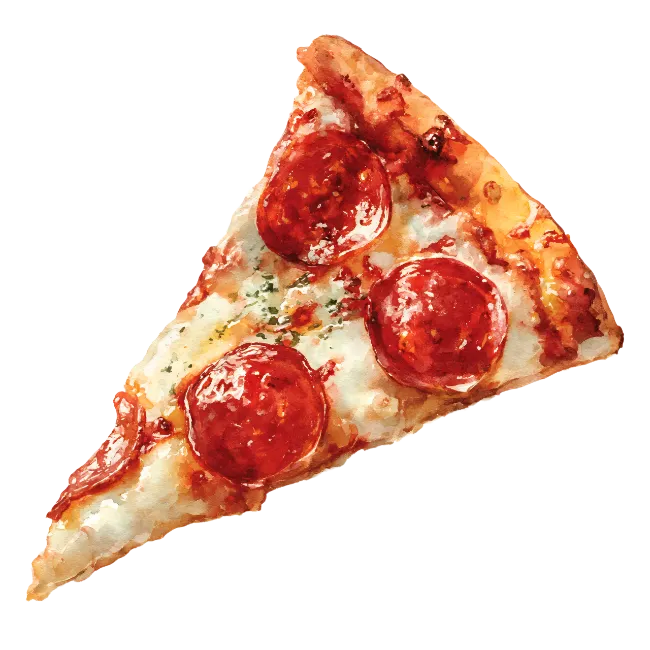 Pepperoni Pizza Slice Watercolor Illustration