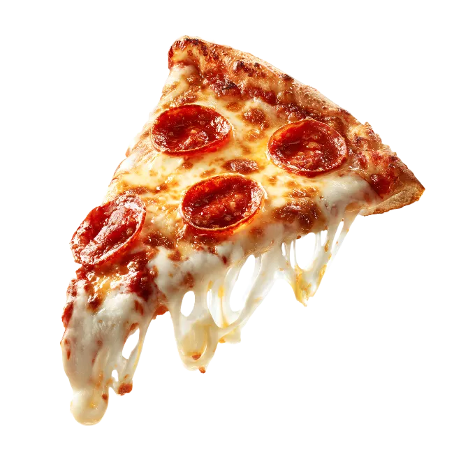 Pepperoni Pizza Slice with Melting Cheese