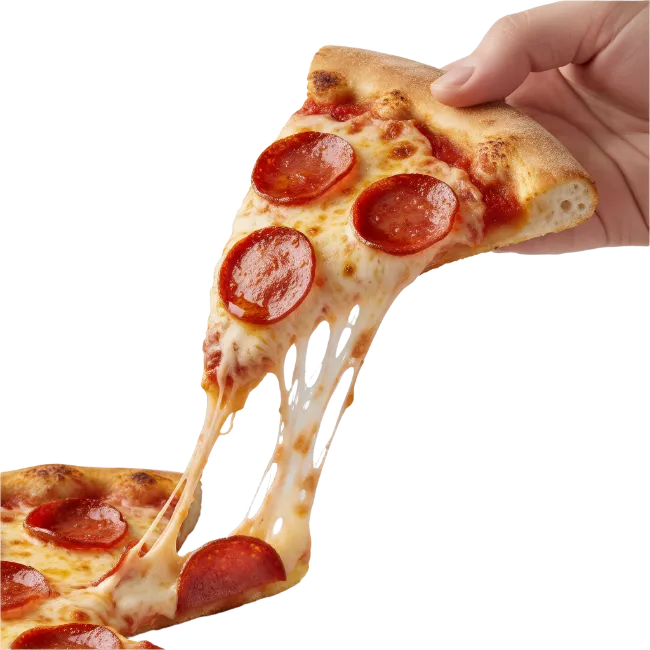 Pepperoni Pizza Slice with Melting Cheese