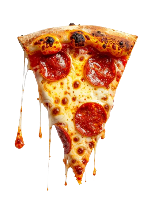 Pepperoni Pizza Slice with Melting Cheese