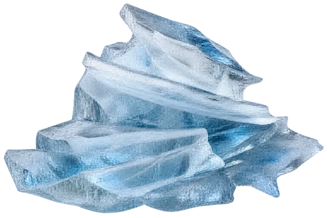 Pile of Frozen Blue Ice Chunks and Blocks