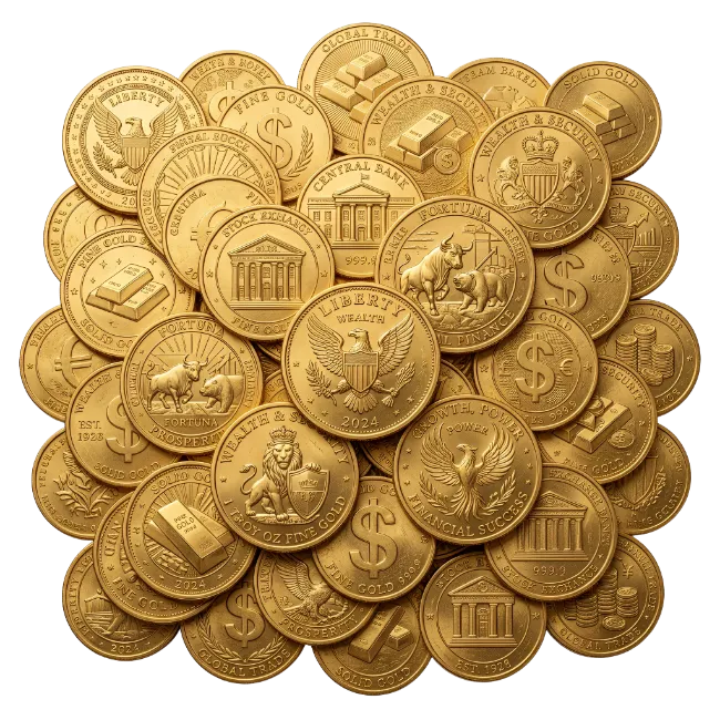 Pile of Gold Coins and Bullion