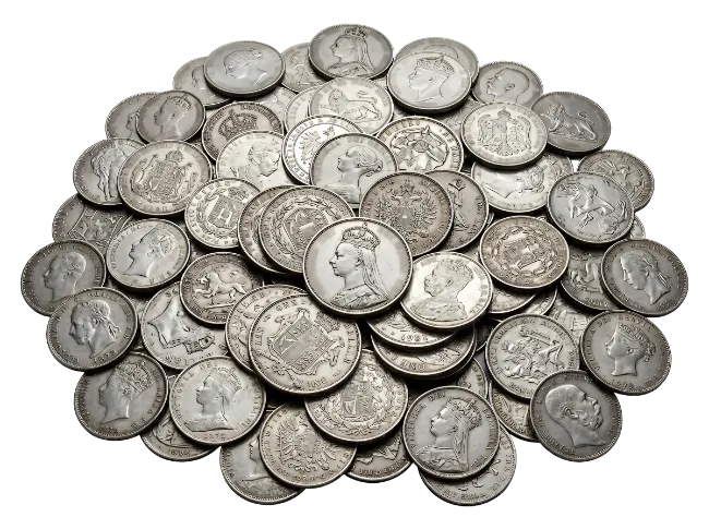 Pile of Vintage Silver Coins