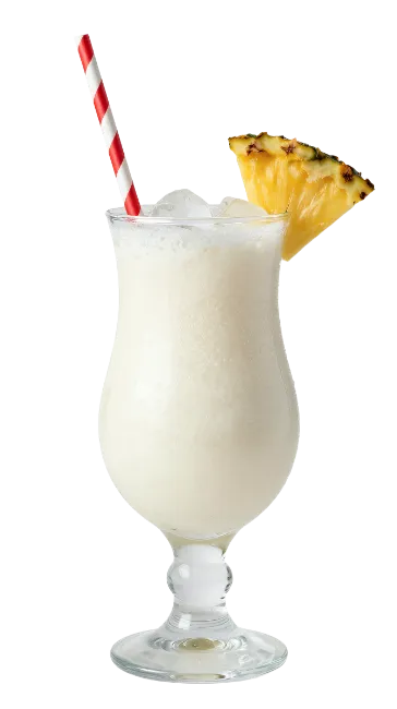 Pina Colada Cocktail with Pineapple Slice and Straw