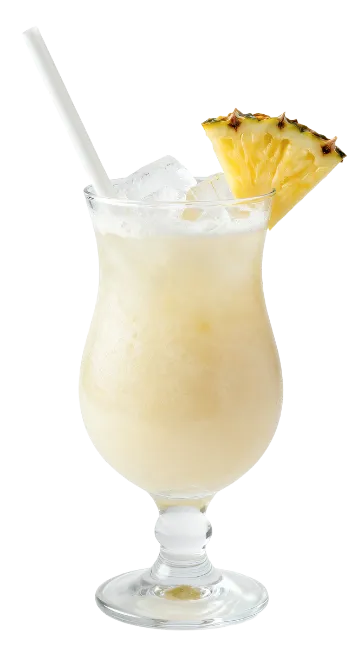 Pina Colada Cocktail with Pineapple Slice and Straw
