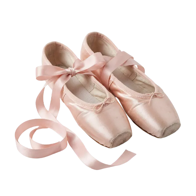 Pink Ballet Pointe Shoes with Ribbons
