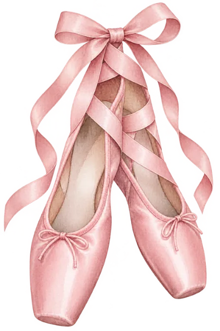 Pink Ballet Shoes with Ribbons