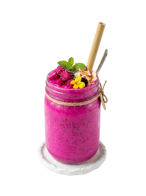 Pink Dragon Fruit Smoothie in Glass Jar