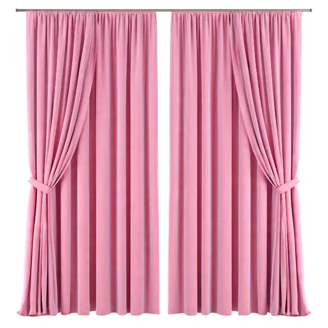 Pink Draped Window Curtains