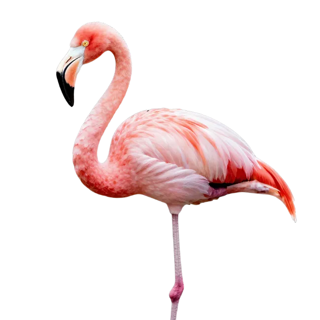 Pink Flamingo Standing on One Leg