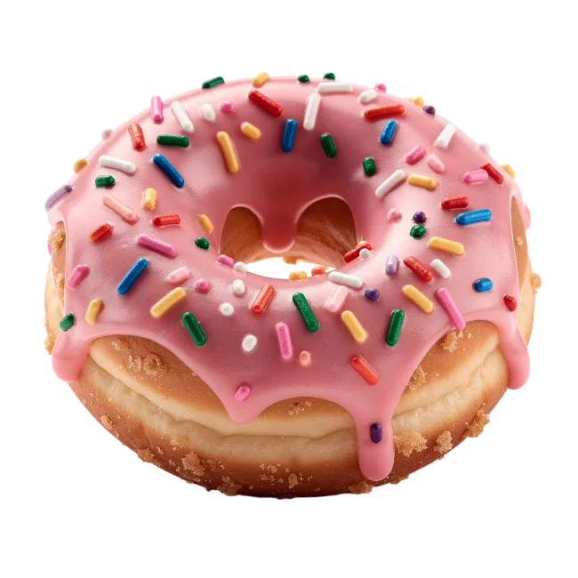 Pink Frosted Donut with Colorful Sprinkles