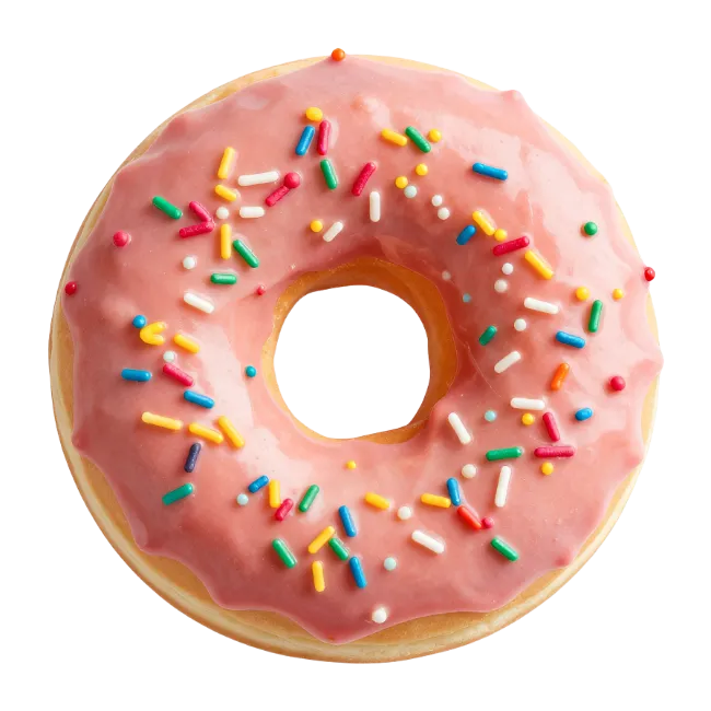 Pink Glazed Donut with Colorful Sprinkles