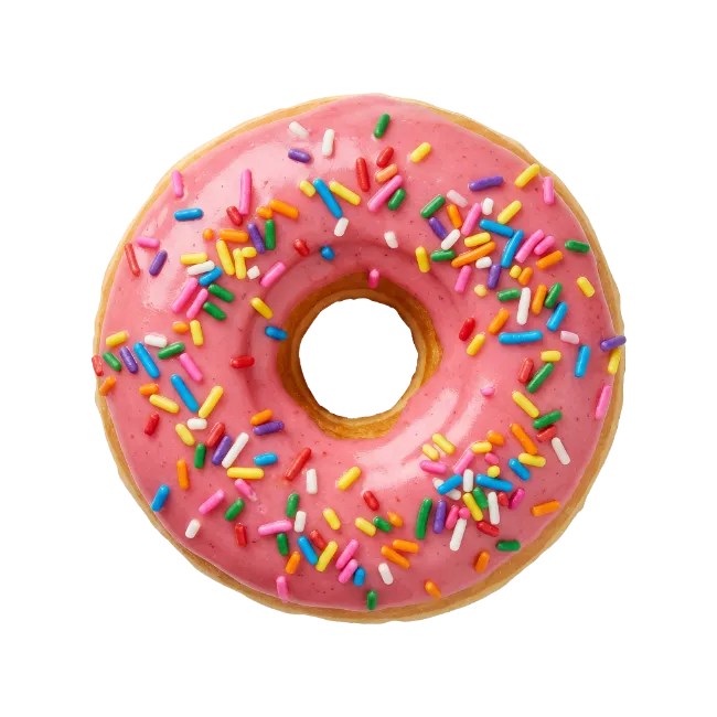 Pink Glazed Donut with Colorful Sprinkles