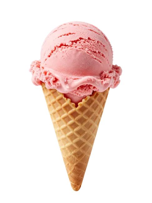 Pink Ice Cream Scoop in Waffle Cone