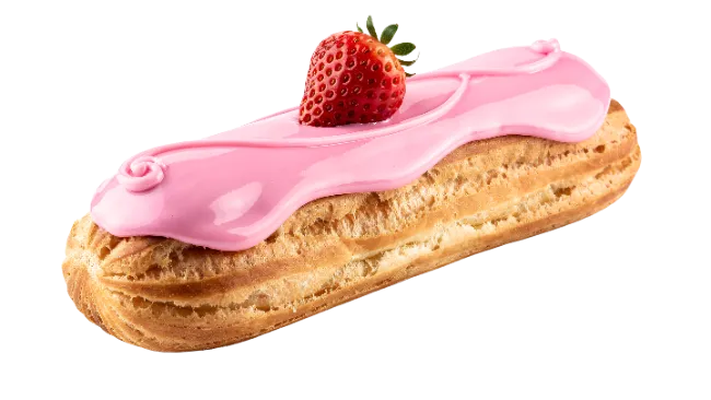 Pink Iced Eclair with Strawberry