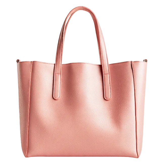 Pink Leather Tote Bag
