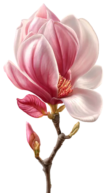 Pink Magnolia Flower Branch