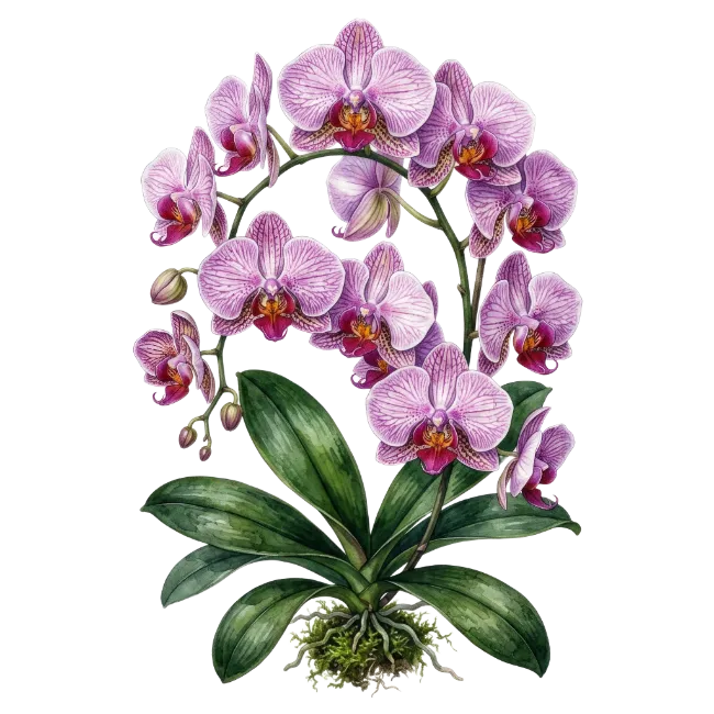 Pink Orchid Plant with Blossoms