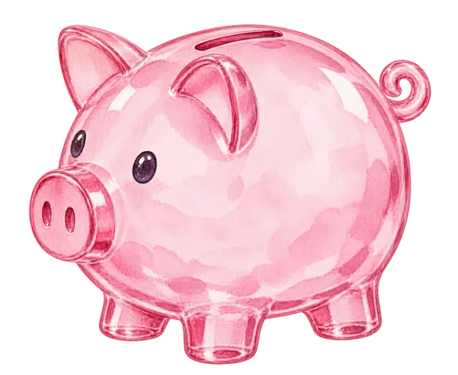 Pink Piggy Bank Watercolor