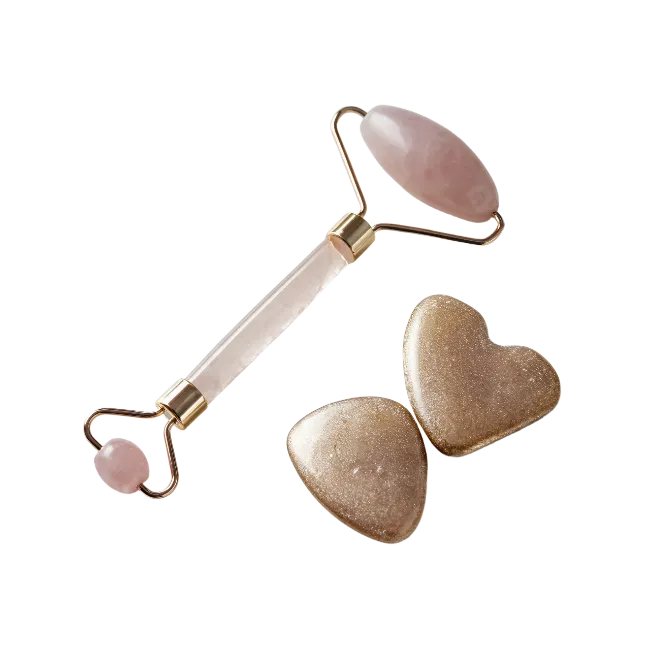 Pink Quartz Facial Roller and Massage Stones