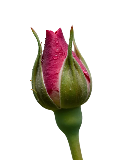 Pink Rose Bud with Dew Drops