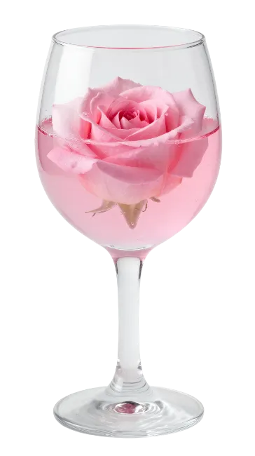 Pink Rose Flower in Wine Glass
