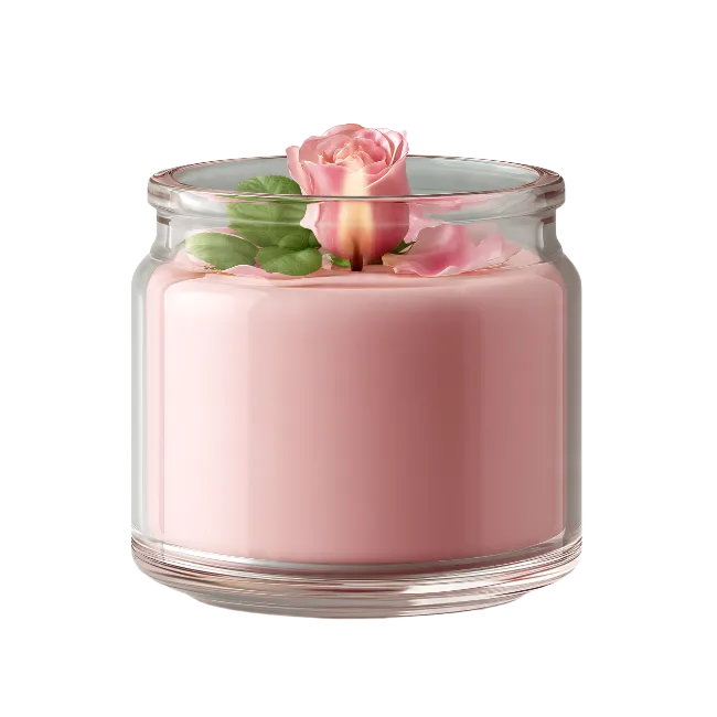 Pink Rose Scented Candle in Glass Jar