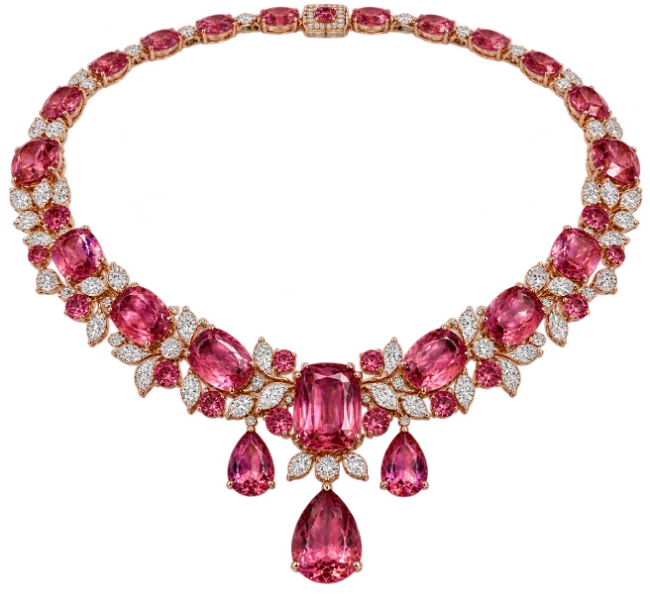 Pink Sapphire And Diamond Necklace