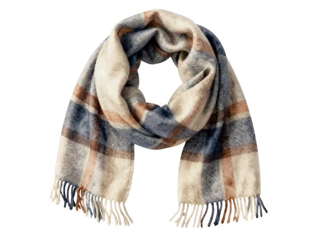 Plaid Winter Scarf with Fringe