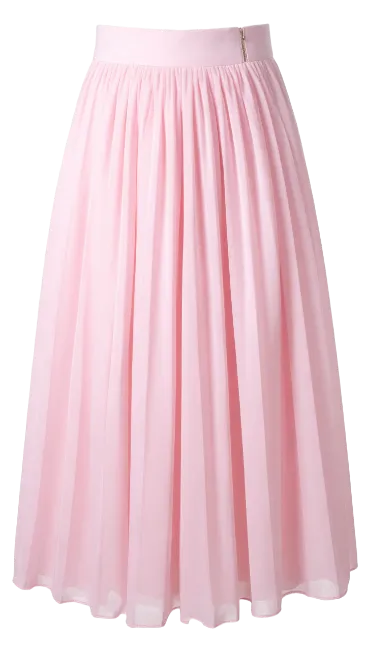 Pleated Pink Midi Skirt