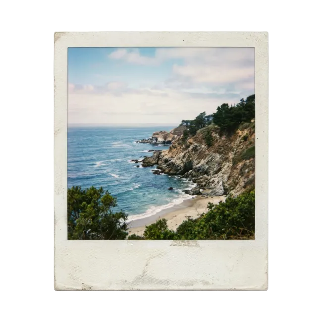 Polaroid Photo of Ocean Coastline