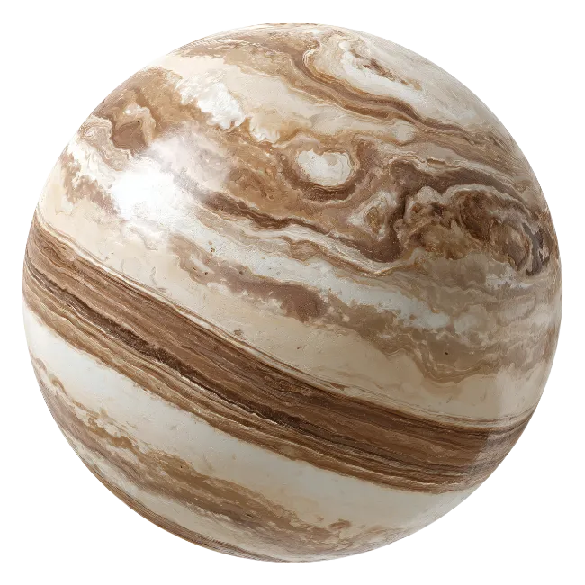 Polished Brown and White Marble Sphere