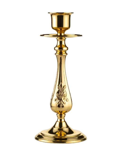 Polished Gold Metal Candlestick Holder
