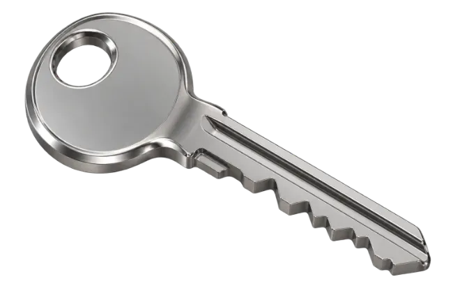 Polished Silver Metallic House Door Key