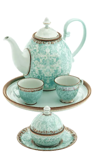 Porcelain Teapot and Tea Cups Set