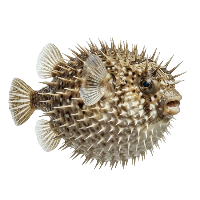 Porcupine Pufferfish Isolated on Black Background