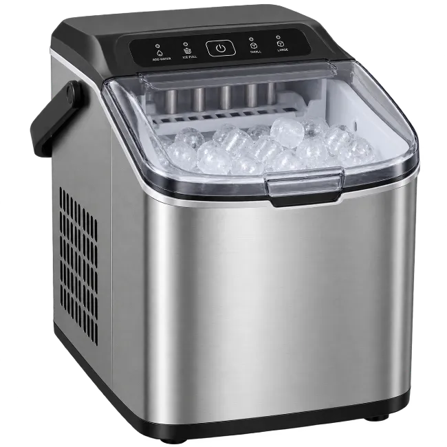 Portable Countertop Ice Maker Machine with Stainless Steel Finish