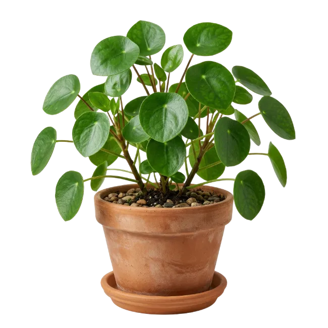 Potted Chinese Money Plant with Round Green Leaves