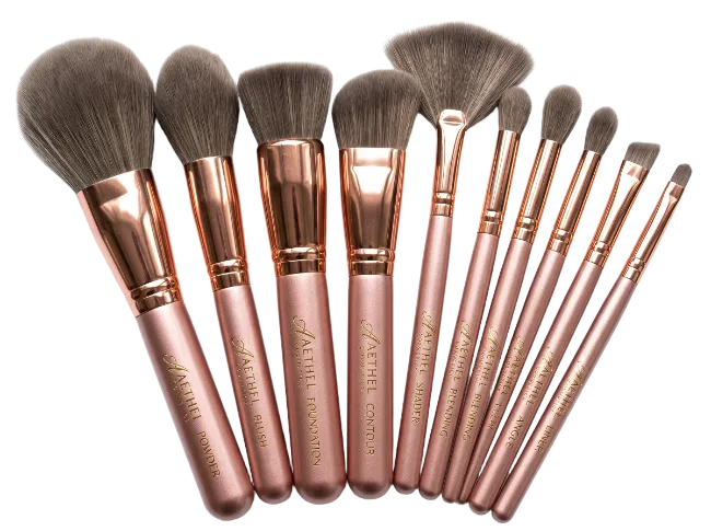 Professional Makeup Brush Set with Rose Gold Handles