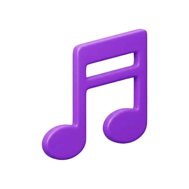 Purple 3D Beamed Sixteenth Music Note