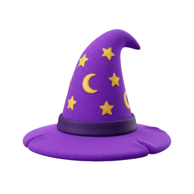 Purple 3D Wizard Hat with Stars