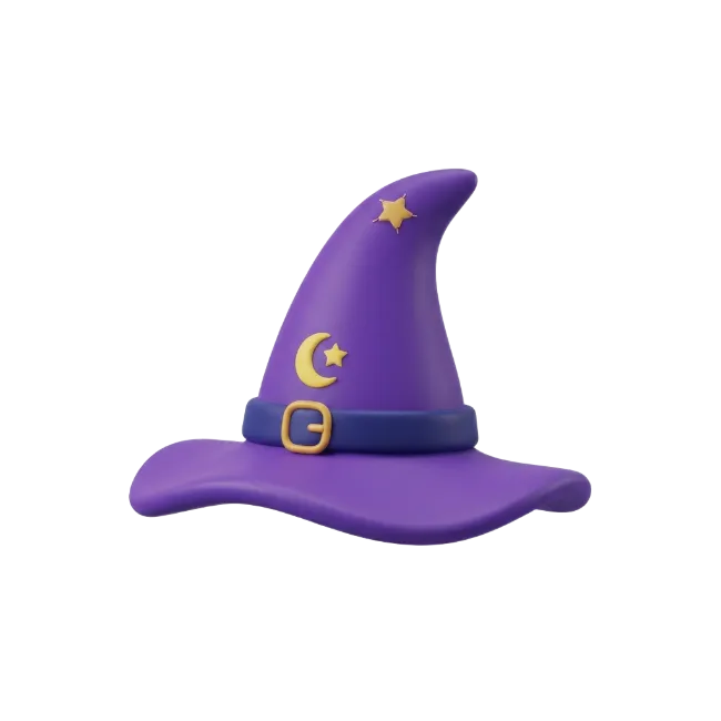 Purple 3D Wizard Hat with Stars