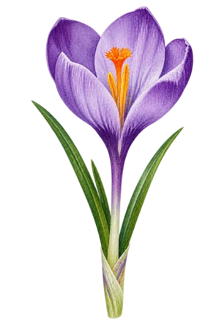 Purple crocus flower illustration