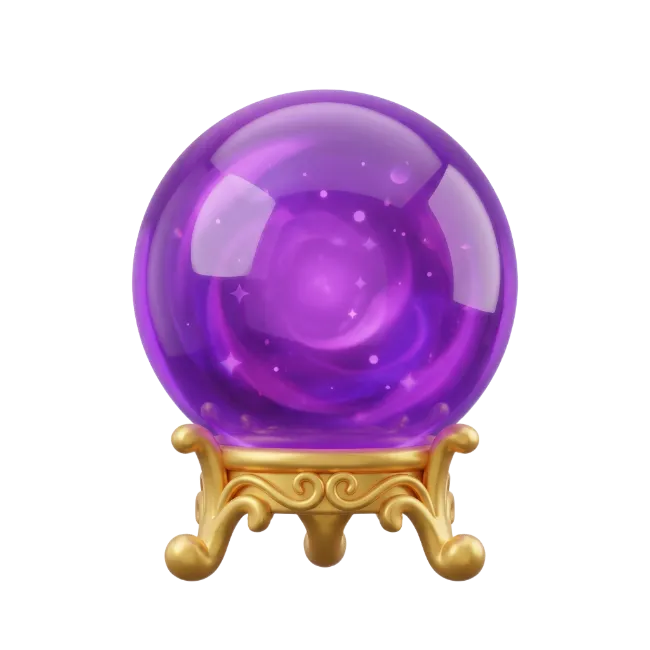 Purple Crystal Ball on Gold Stand