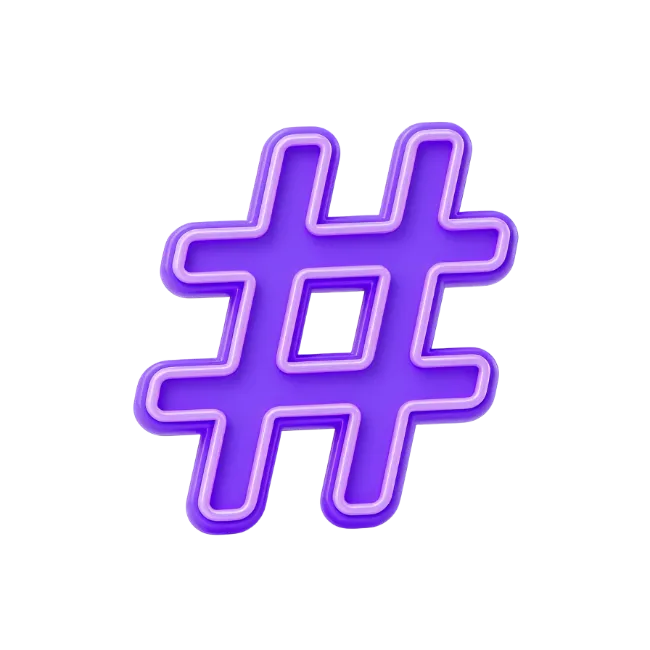 Purple Hashtag Symbol 3D Icon