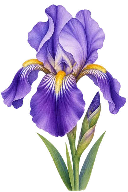 Purple Iris Flower Illustration