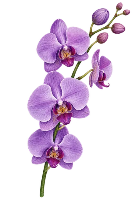 Purple Orchid Branch Illustration