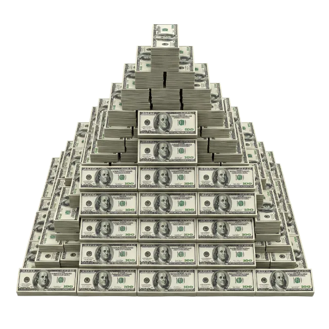 Pyramid of One Hundred Dollar Bills