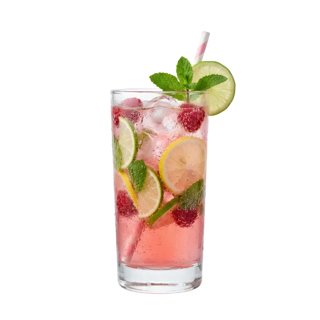 Raspberry Mojito Cocktail in Glass
